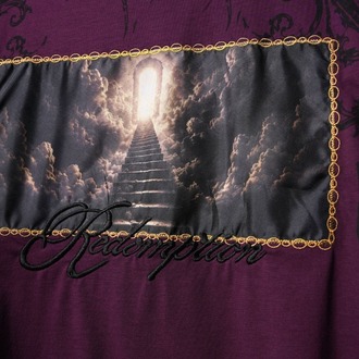 Erkek Mürdüm Redemption Patchli Baskılı Oversize Tshirt
