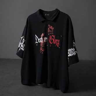 Erkek Siyah Death or Glory Patchli Box Fit Polo Yaka Tshirt