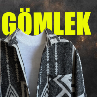 Erkek Gömlek Yaka Oversize Desenli Dokumalı