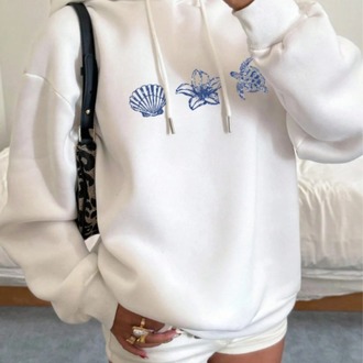  Unisex Erkek/Kadın KAP Renkli Özel Baskılı Pamuklu Oversize Kapüşonlu Sweatshirt