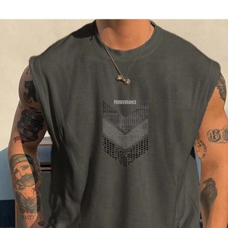 Perseverance Baskılı Kolsuz tshirt  Erkek Sıfır Kol Giyim Spor Giyim Oversize T-SHİRT