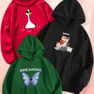 3'lu Paket Baskılı Oversize Unisex Sweatshirt