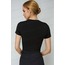 Kadın Siyah Bisiklet Yaka Likralı Kısa Kol Body Crop T-Shirt