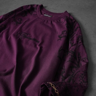 Erkek Mürdüm Redemption Patchli Baskılı Oversize Tshirt