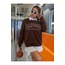 Kadın California Özel Göğüs Baskılı Oversize Bisiklet Yaka Sweatshirt CALIFORNIA-SANFRANCISKO