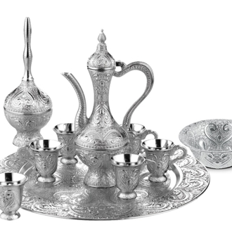 Gümüş Renk Osmanlı Motifli Zemzem Takımı