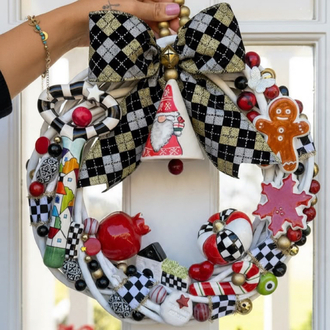 El Yapımı Çini Kapı Süsü (10) - Doğal Ahşap Kapı Çelengi (30 cm)