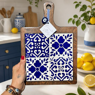 El Yapımı Çini Ahşap Sunumluk