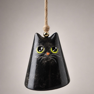 Seramik Kara Kedi Çan