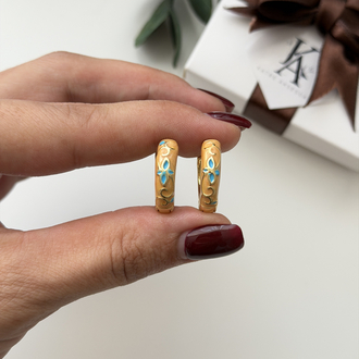 Taba Mineli Gold Yapraklı Küpe(2cm)