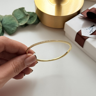 14k Gold Altın Kaplama Tek Sıra Su Yolu Kelepçe Bileklik
