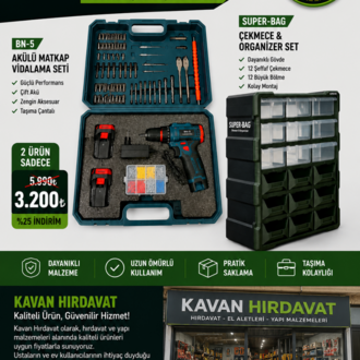  Çift Güç! Akülü Matkap + Organizer Set Kampanyası 