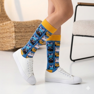 Retro Kedi Soket Corap