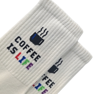Coffee is life Desenli Beyaz çorap