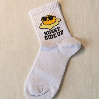 Sunny Side Up Desenli Beyaz Tenis Çorap