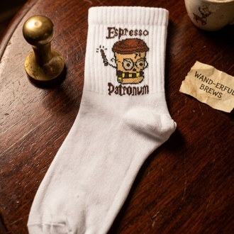 Espresso Patronum Desenli Beyaz Tenis çorap