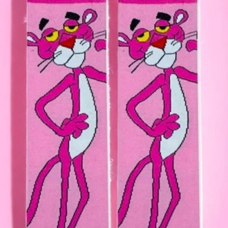 Pembe Panter Desenli Renkli Çorap