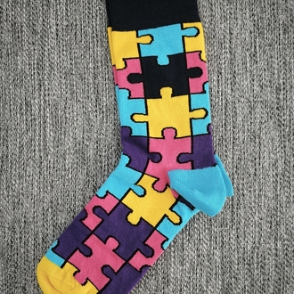 Puzzle Desenli Renkli Çorap