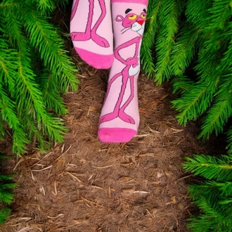 Pembe Panter Desenli Renkli Çorap
