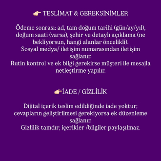 TAROT (PREMİUM) DERİN AÇILIM (Detaylı Analiz + Tavsiye)