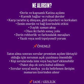 KATİNA (PREMİUM) DERİN AÇILIM (Ruhsal Detay Analizi) 