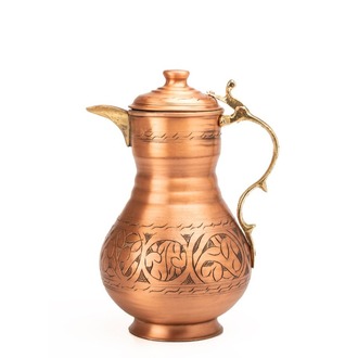 El İşlemeli Otantik Bakır Sürahi 1.9 Litre – Gaziantep El Yapımı Kalaylı Dekoratif