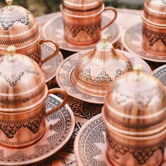 El İşçiliği Bakır Fincan Takımı – 6 Kişilik