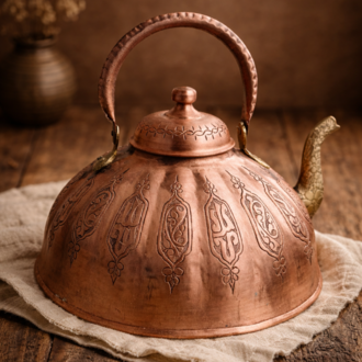 Tamamen El Yapımı Bakır Çaydanlık | Özel Tasarım | 2 Litre