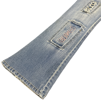 Y2K D&G Lace Patch Flare Jeans