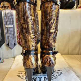 Crocodile Patent Leather Boots
