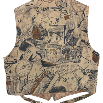 80's Suede Vest Newspaper Print