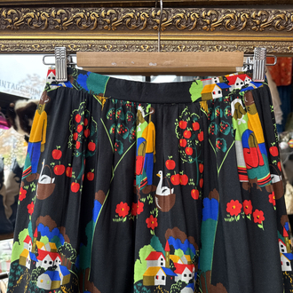 70’s Folk Art Village Print Skirt