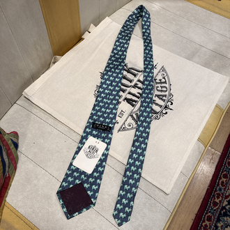Pink London Green Pigs Silk Tie