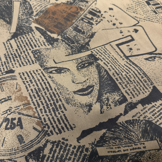 80's Suede Vest Newspaper Print
