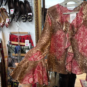 Y2K Wild Lace Leopard Ruffle Blouse