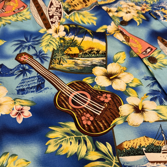 90's Hawaiian Aloha Print Blue Short Sleeve Shirt