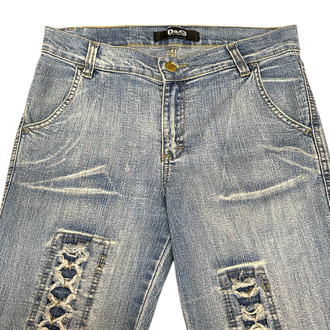 Y2K D&G Lace Patch Flare Jeans