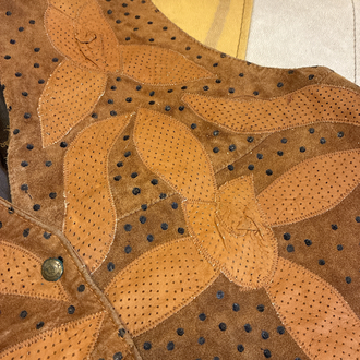80's Earth Bloom Patchwork Leather Vest
