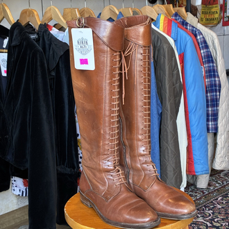 60’s Brown Leather Lace-Up Riding Boots