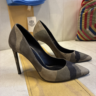Saint Laurent Paris Camouflage Suede Stilettos