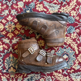 Xyloid "Mother of Invention" Brown Suede & Leather Buckled Boots