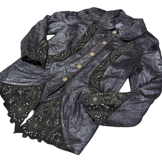90's Embellished & Sequined Black Leather Jacket