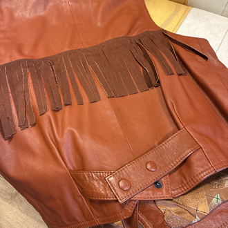 Rust Fringe Leather Western Vest