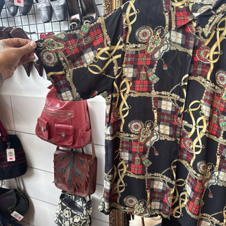 90’s Baroque Plaid Chain Print Shirt