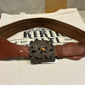 90's Big Flowers Leather Belt