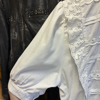 60's White Lace Details Shirt