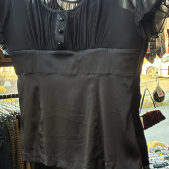 Black Satin&Silk Blouse