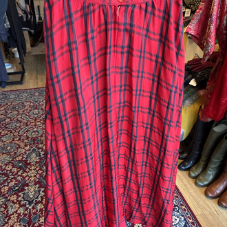 90’s Red Plaid Maxi Skirt