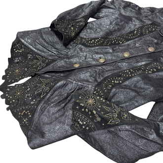 90's Embellished & Sequined Black Leather Jacket