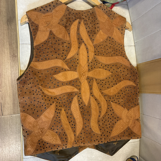 80's Earth Bloom Patchwork Leather Vest